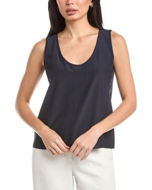 St. John Scoop Neck Silk-Blend Shell - Blue