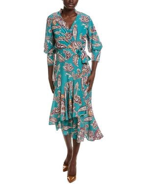 tyler boe Jules Silk Wrap Dress - Blue