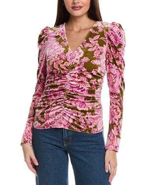 Cece Printed Velvet Top - Red