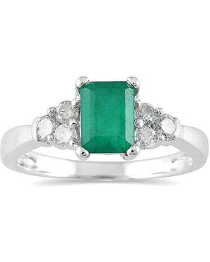 Gem Spark 14K 1.15 Ct. Tw. Diamond & Emerald Ring - Green