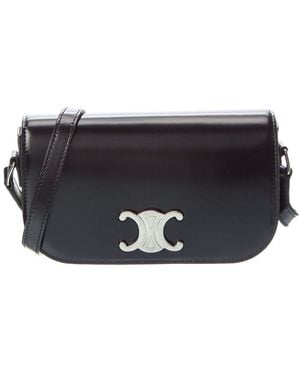 Celine Small Triomphe Leather Crossbody - Black