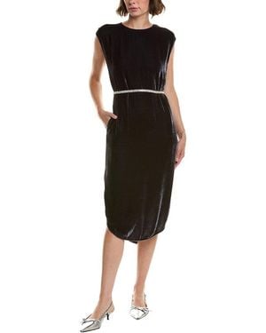 Velvet By Graham & Spencer Harper Velvet Silk-Blend Midi Dress - Black