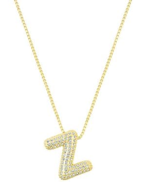 Adornia 14K Pave Bubble Letter Necklace - Metallic
