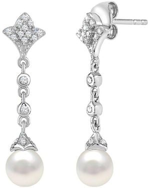 Pearls Pearl & 6Mm Pearl Drop Earrings - White