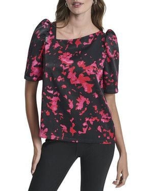 DKNY Print Zip Shoulder Blouse - Red
