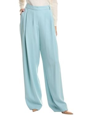 Oscar de la Renta Silk-Blend Georgette Pant - Blue