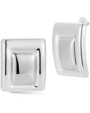 Glaze Jewelry Plated Stainless Steel Sculpted Square Drop Earrings - Metallic