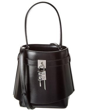 Givenchy Shark Lock Leather Bucket Bag - Black