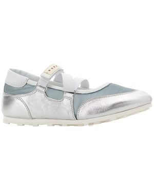 Marni Ballerina Soccer Retro Leather Sneaker - Gray