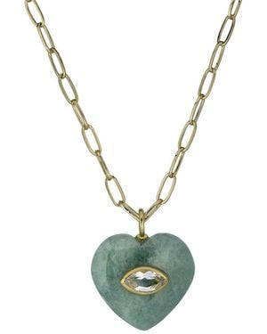 Rachel Reinhardt Jewelry 14K Plated Aqua/Clear Quartz Necklace - Metallic