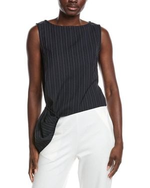 Gracia Cross Body Drape Sleeveless Top - Black