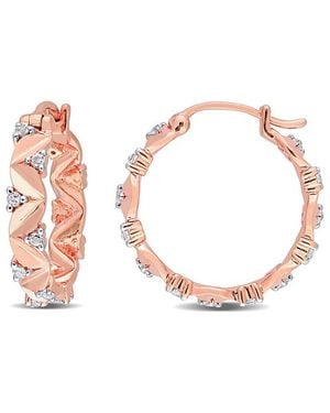 Rina Limor Silver 0.78 Ct. Tw. White Topaz Hoop Clip-on Earrings - Pink