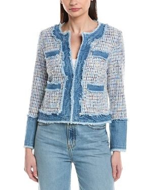 Nanette Lepore Denim Trim Tweed Jacket - Blue