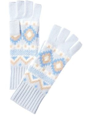 Hannah Rose Fairisle Cashmere Fingerless Gloves - Blue