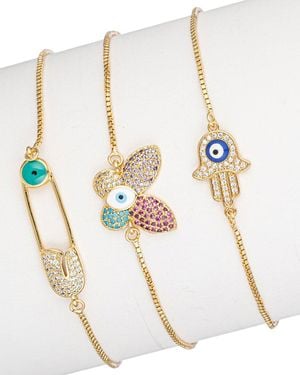 Eye Candy LA Cz Safety Bracelet Set - White