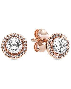 PANDORA Timeless 14K Rose Plated Cz Studs - White