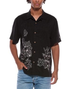 Tommy Bahama Hibiscus Vibrations Silk Camp Shirt - Black