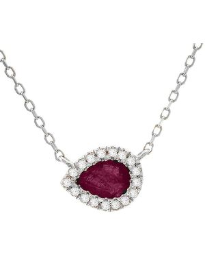 Gemstones 14k 0.25 Ct. Tw. Diamond & Ruby Necklace - Pink