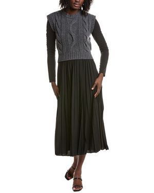 Max Mara Weekend Ebro Twofer Wool Midi Dress - Black