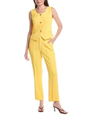 Pascale La Mode 2Pc Vest & Pant Suit - Yellow