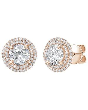 Diana M. Jewels Diana M. 14K Rose 10.00 Ct. Tw. Lab-Grown Diamond Halo Earrings - White