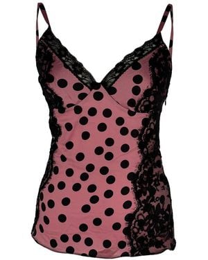 Dolce & Gabbana Polka Dot Lace Trimmed Blouse, Size Eu (Authentic Pre- Loved) - Red