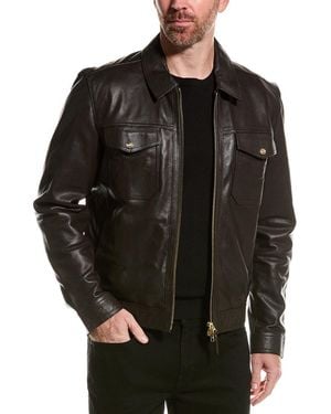 Reiss Carp Leather Jacket - Black