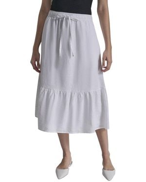 DKNY Pull On Linen Skirt - Gray