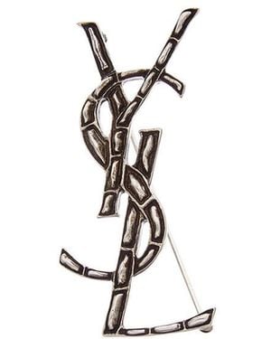 Saint Laurent Opyum Ysl Crocodile Brooch - White