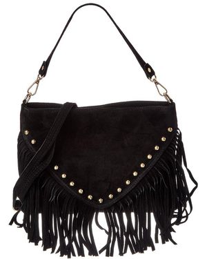 Isabella Rossetti Celia27 Studded Fringe Leather Shoulder Bag - Black