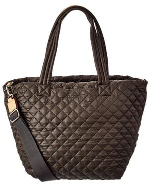 MZ Wallace Medium Metro Nylon & Leather Tote Deluxe - Brown