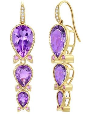 Nina Zhou Jewelry 14k 8.40 Ct. Tw. Diamond & Gemstone Drop Earrings - Pink