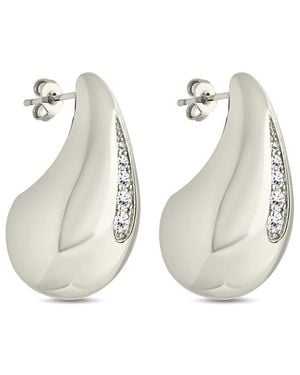 Sterling Forever Cz Callie Teardrop Polished Earrings - White
