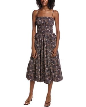 Current/Elliott Square Neck Midi Dress - Brown