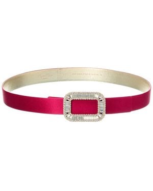 Roger Vivier Centure Pilgrim Satin & Leather Belt - Red