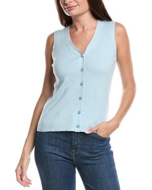 Forte Button Silk & Cashmere-Blend Sweater Vest - Blue