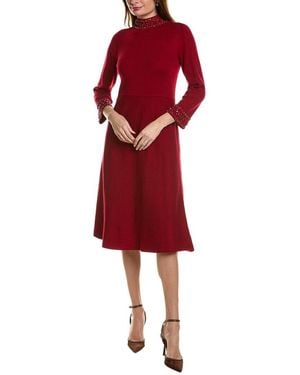 Anne Klein Mock Neck Sweaterdress - Red