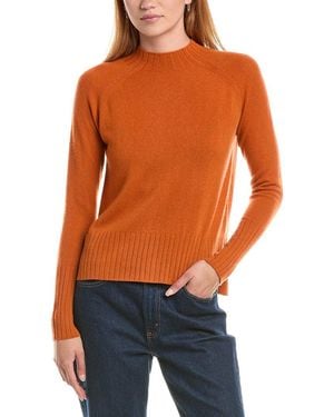 Forte Hi Low Rib Trim Funnel Neck 100% Cashmere Jumper - Orange