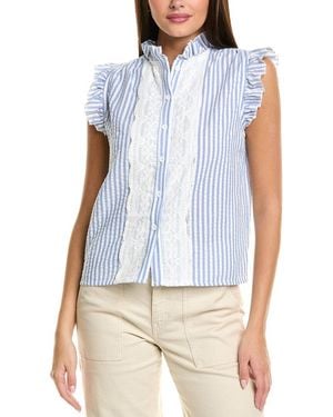 CELESTINE SEI Seersucker Top - Blue