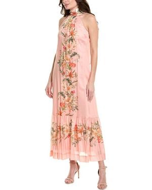 Taylor Halter Linen-Blend Midi Dress - Pink