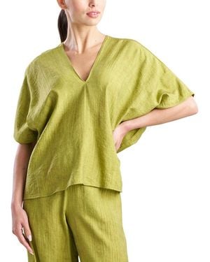 Natori Terra Foil Crinkle Caftan Shirt - Green