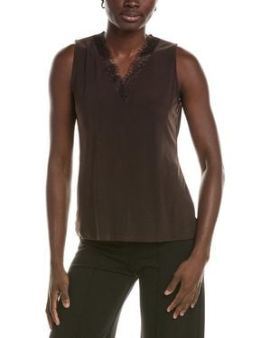 Anne Klein V-Neck Lace Trim Tank - Brown