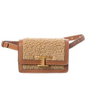 Tod's Leather & Wool Belt Bag - Natural