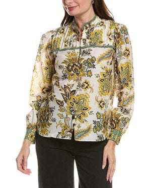 Tahari The Athena Silk-Blend Blouse - Natural