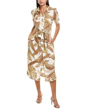 Nicole Miller Jade Linen-Blend Midi Dress - Metallic