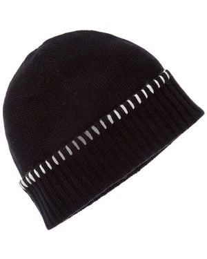 Bruno Magli Whipstitch Cuffed Cashmere Hat - Black