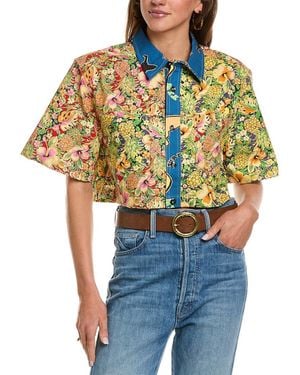 RE/DONE Oversized Crop Shirt - Blue