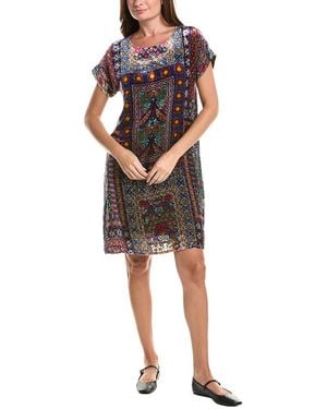 Johnny Was Daiyu Burnout Silk-Blend Mini Dress - Blue
