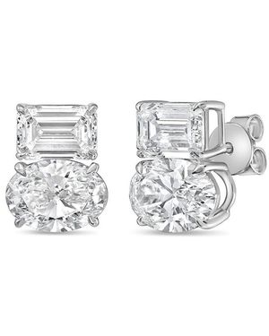 Diana M. Jewels Diana M. 14K 10.00 Ct. Tw. Lab-Grown Diamond Two-Stone Earrings - Metallic