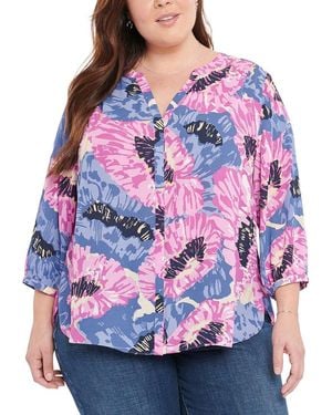 NYDJ Plus Pintuck Blouse - Purple